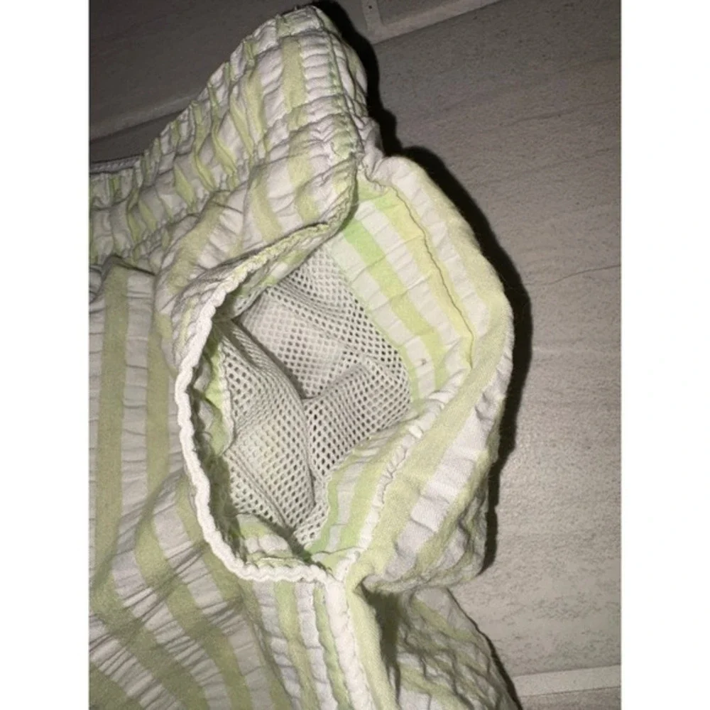 Cat & Jack Boys Lime Green‎ White Striped Seersucker Swim Trunks Size Medium